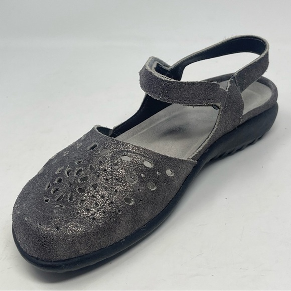 Naot Arataki Shoes Womens 6 Gray Shimmer Nubuck Leather Strap Cut Out Comfort - Picture 7 of 13
